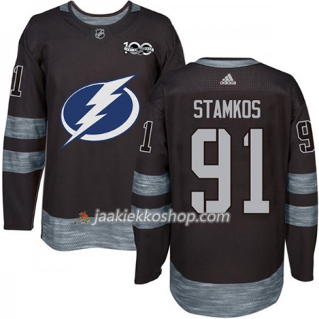 Miehille NHL Tampa Bay Lightning Pelipaita Steven Stamkos 91 1917-2017 100th Anniversary Adidas Musta Authentic